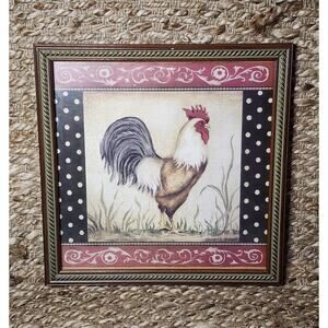 Kimberly Poloson Framed Rooster Print French Country Farmhouse Wall Decor
